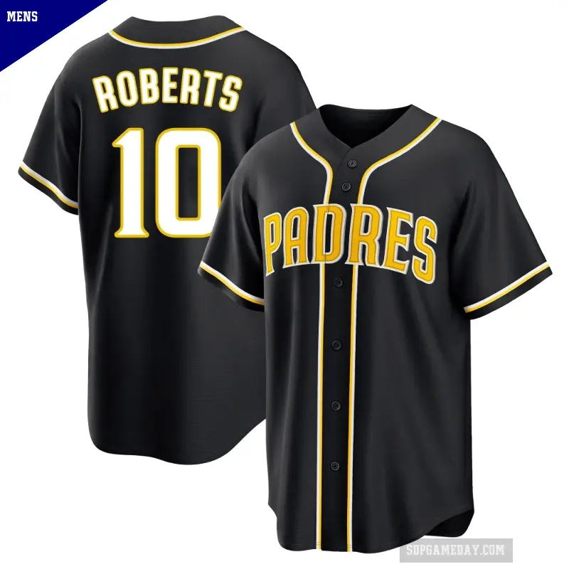 Men's No.10 Bip Roberts San Diego Padres Black Replica Fashion Out Jersey