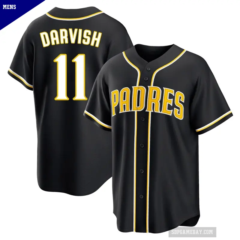 Men's No.11 Yu Darvish San Diego Padres Black Replica Fashion Out Jersey