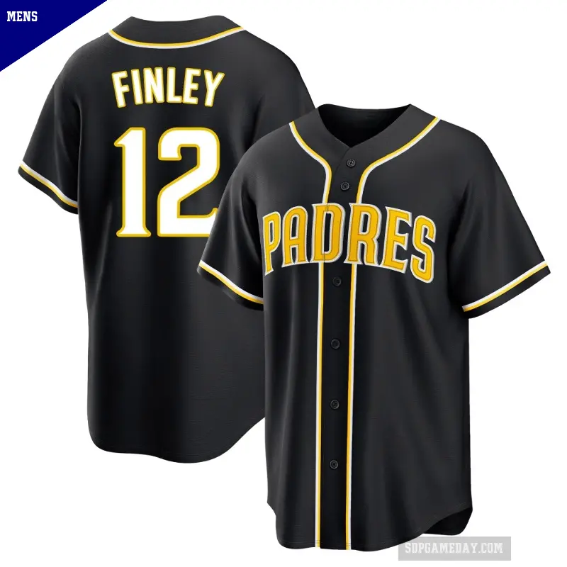 Men's No.12 Steve Finley San Diego Padres Black Replica Fashion Out Jersey