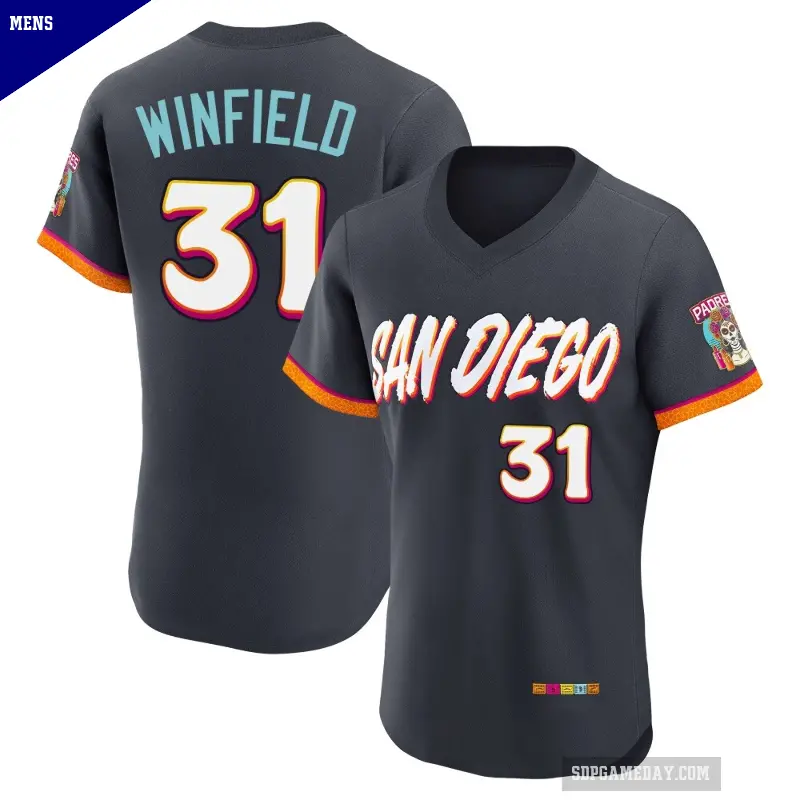 Men's No.31 Dave Winfield San Diego Padres Authentic Obsidian 2026 City Connect Stadium Jersey