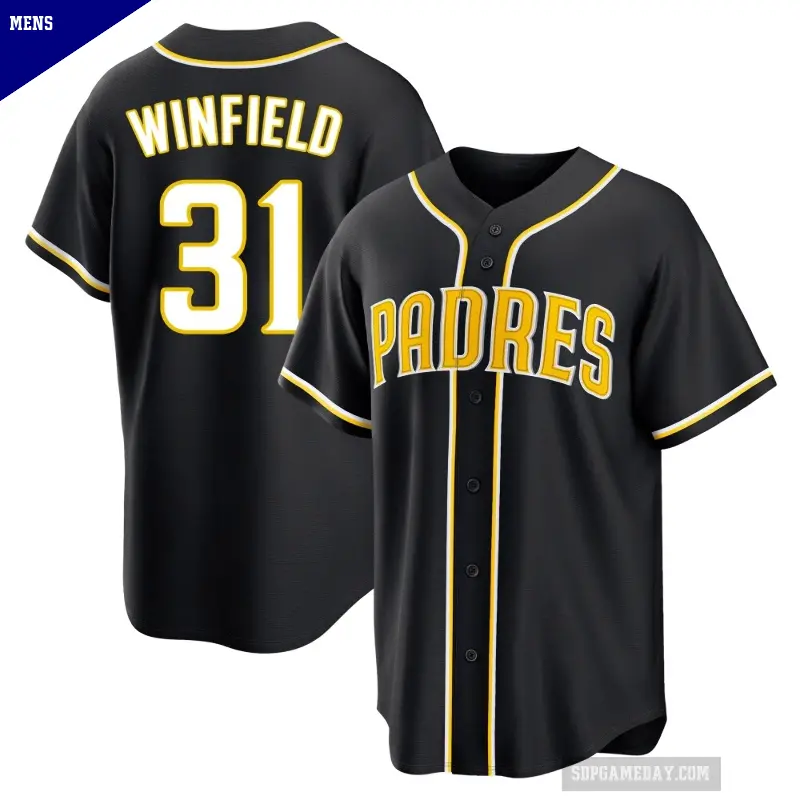 Men's No.31 Dave Winfield San Diego Padres Black Replica Fashion Out Jersey