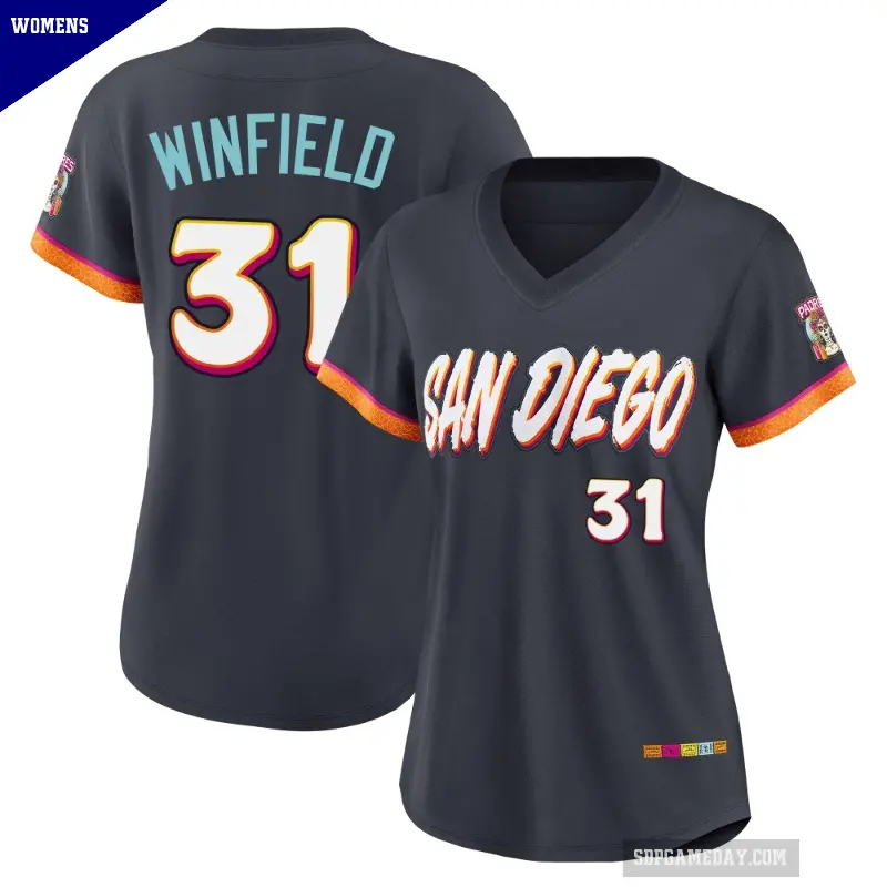 Women's No.31 Dave Winfield San Diego Padres Limited Obsidian 2026 City Connect Stadium Jersey