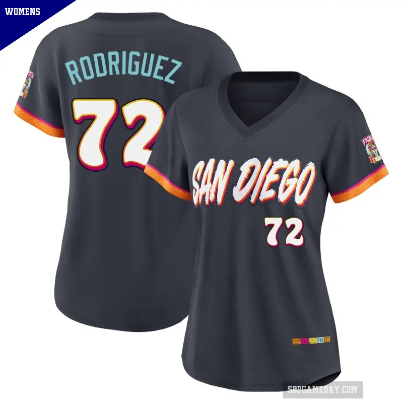Women's No.72 Bradgley Rodriguez San Diego Padres Limited Obsidian 2026 City Connect Stadium Jersey