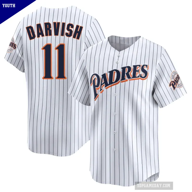 Youth No.11 Yu Darvish San Diego Padres White Limited Cooperstown Collection Jersey