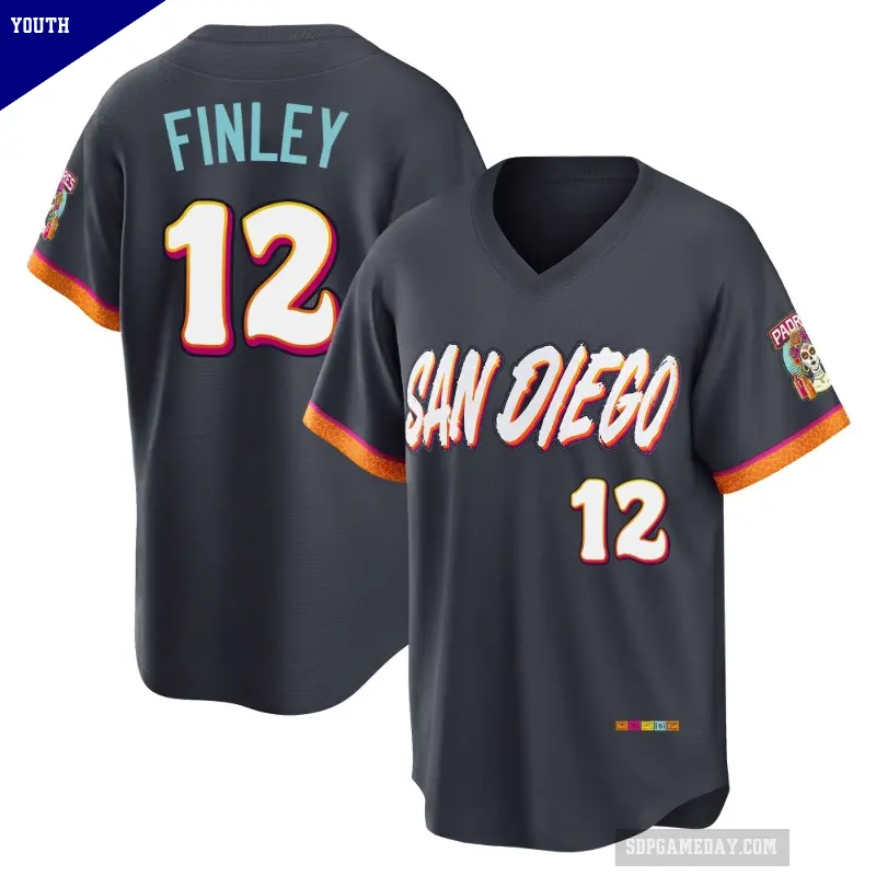 Youth No.12 Steve Finley San Diego Padres Limited Obsidian 2026 City Connect Stadium Jersey