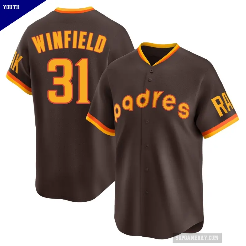 Youth No.31 Dave Winfield San Diego Padres Brown Limited Cooperstown Collection Jersey