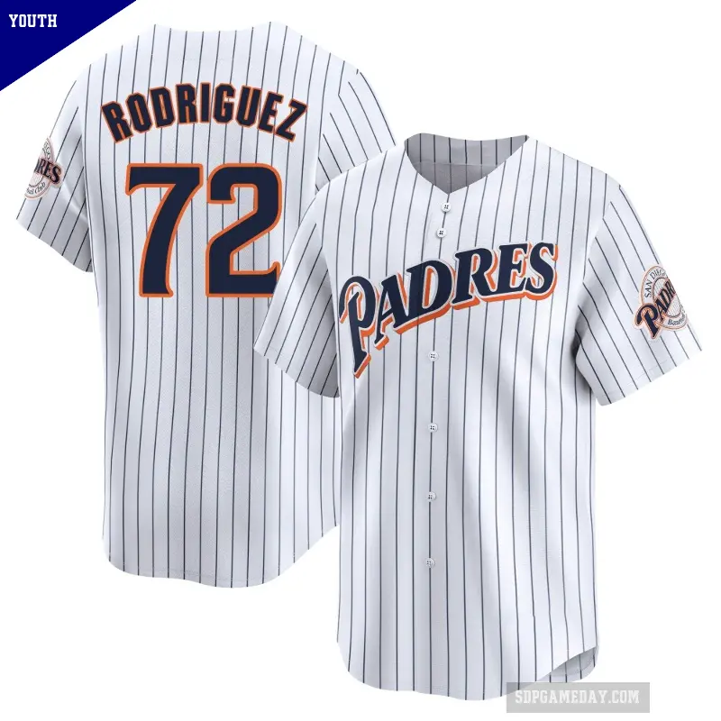 Youth No.72 Bradgley Rodriguez San Diego Padres White Limited Cooperstown Collection Jersey